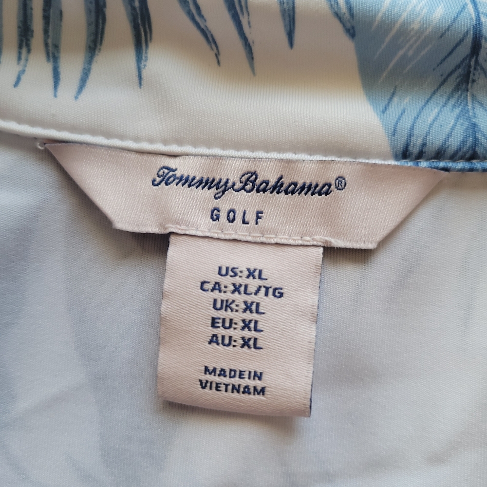 ​Tommy Bahama Golf Tropical Floral Quarter Zip Pullover Long Sleeve White Blue - Picture 9 of 11